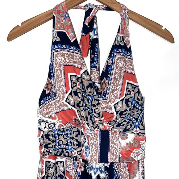 Soma Paisley Halter Handkerchief Hem Midi Dress Size Medium - Picture 3 of 13